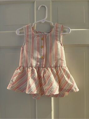RZ by Rachel Zoe Striped Sleeveless Peplum Girls Shirt - 3t